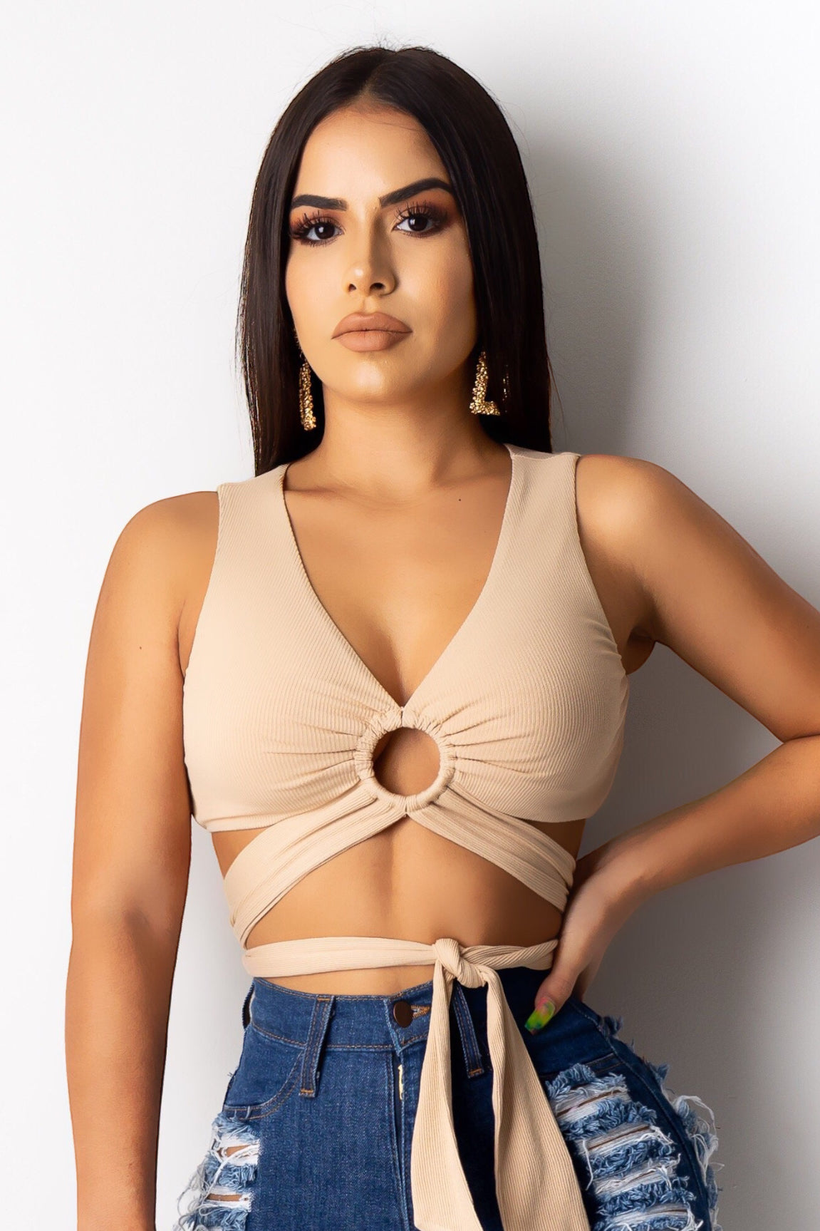 O-Ring Crop Top Nude - FINAL SALE - Ali’s Couture 