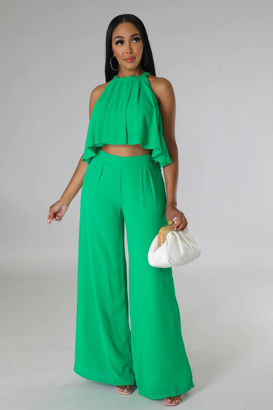 Wilma Pant Set Green - Ali’s Couture 