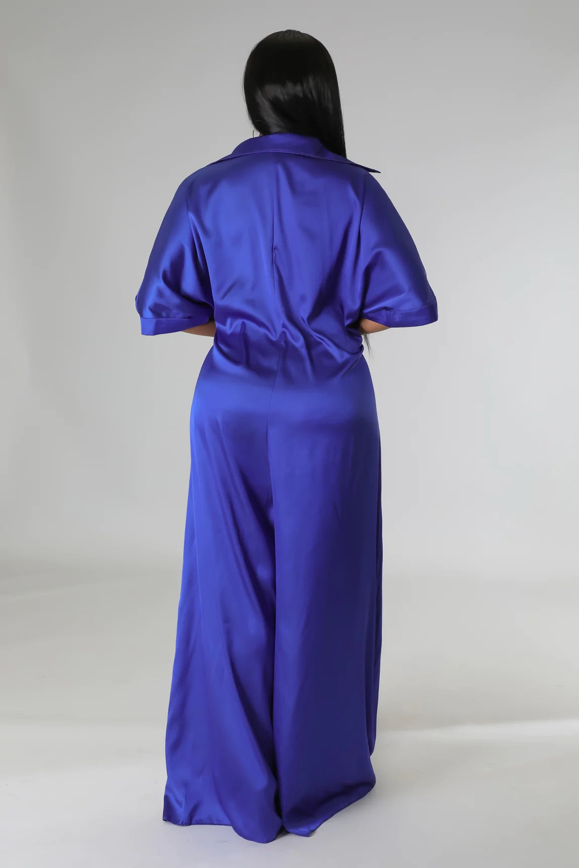 Wonderlust Satin Jumpsuit Blue - Ali’s Couture 
