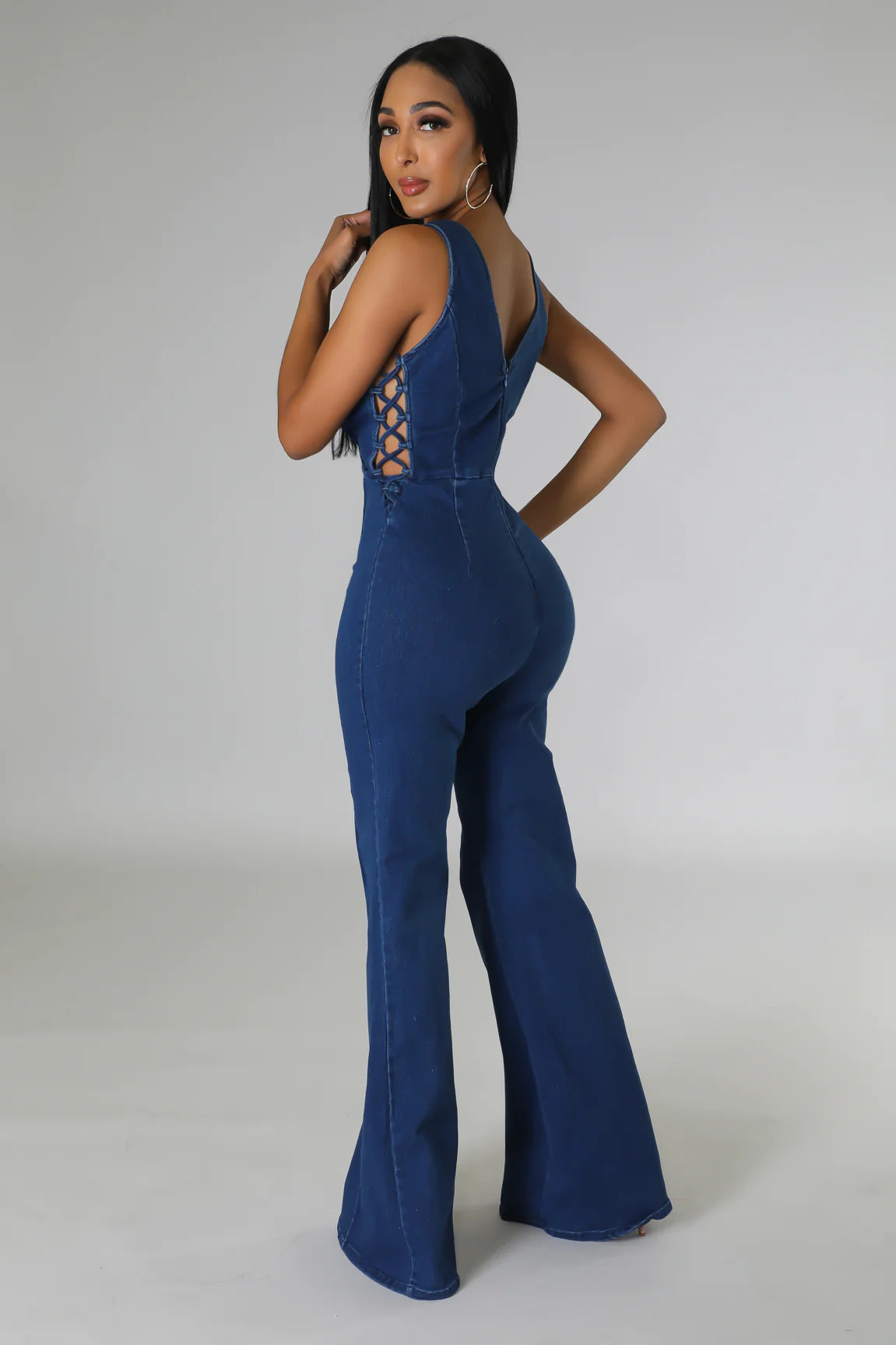 Nicolette Denim Jumpsuit Dark Wash - Ali’s Couture 
