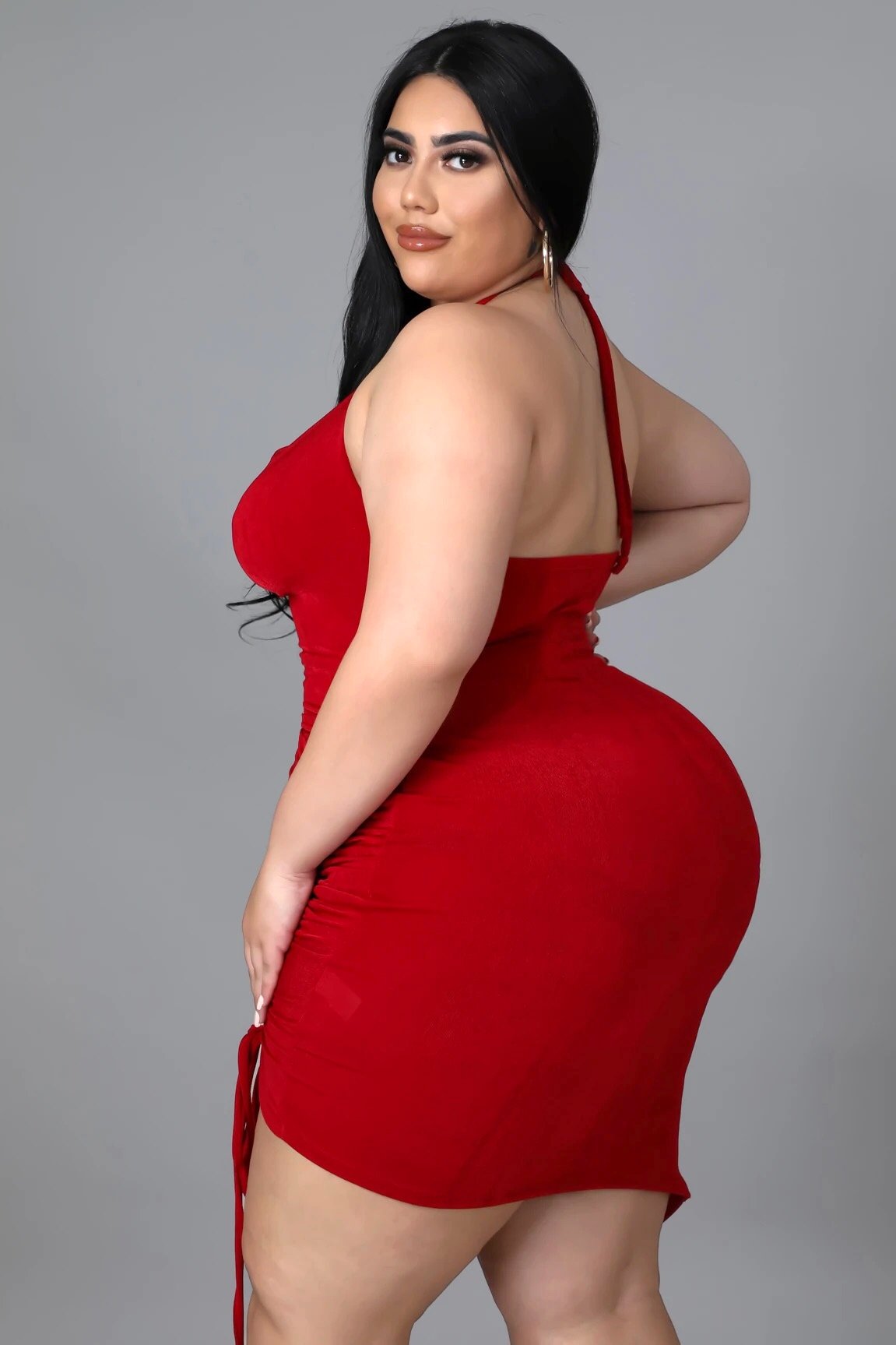 Plus size clearance red mini dress