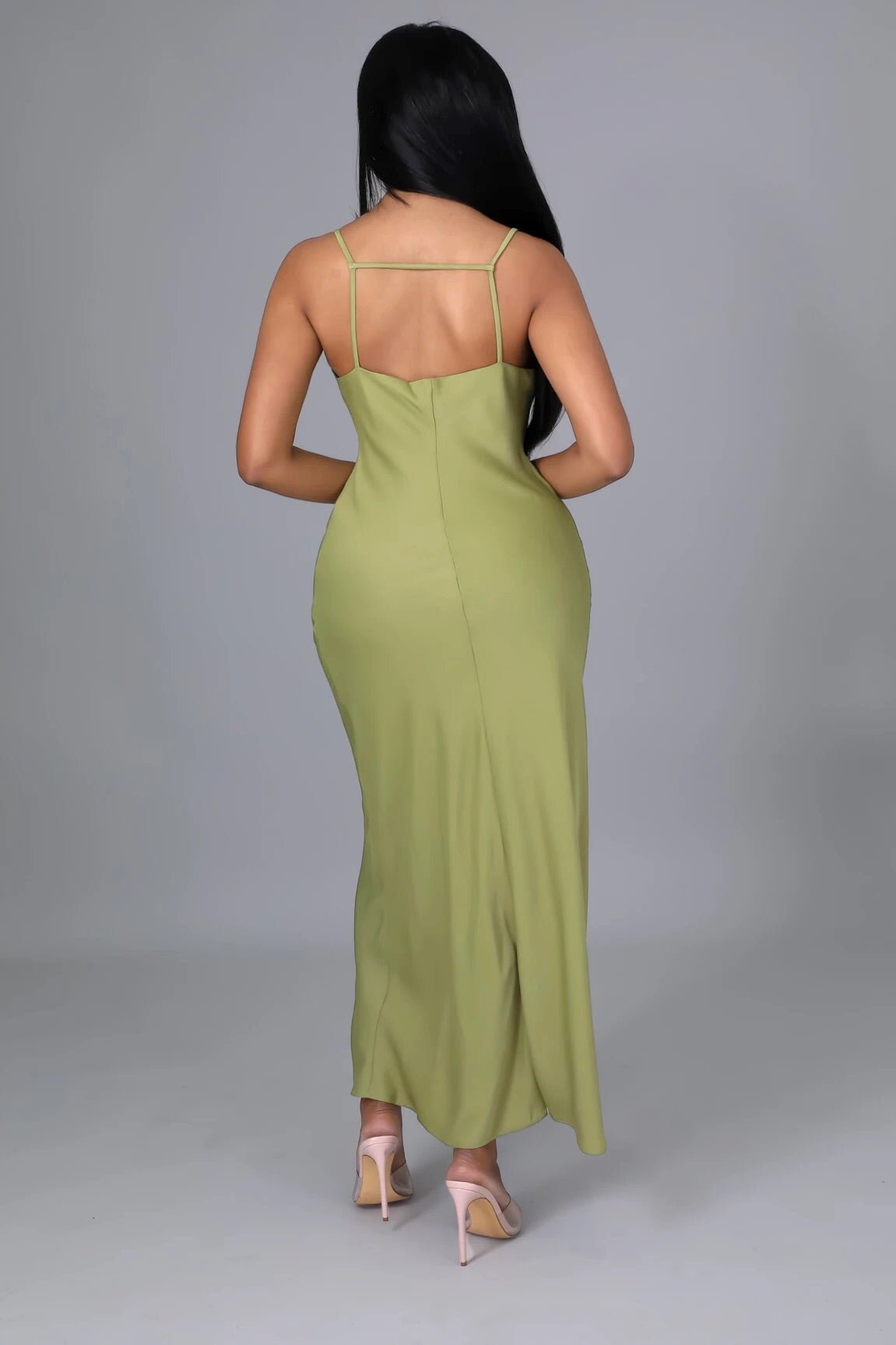 Adelia Slip Midi Dress Chartreuse - FINAL SALE - Ali’s Couture 