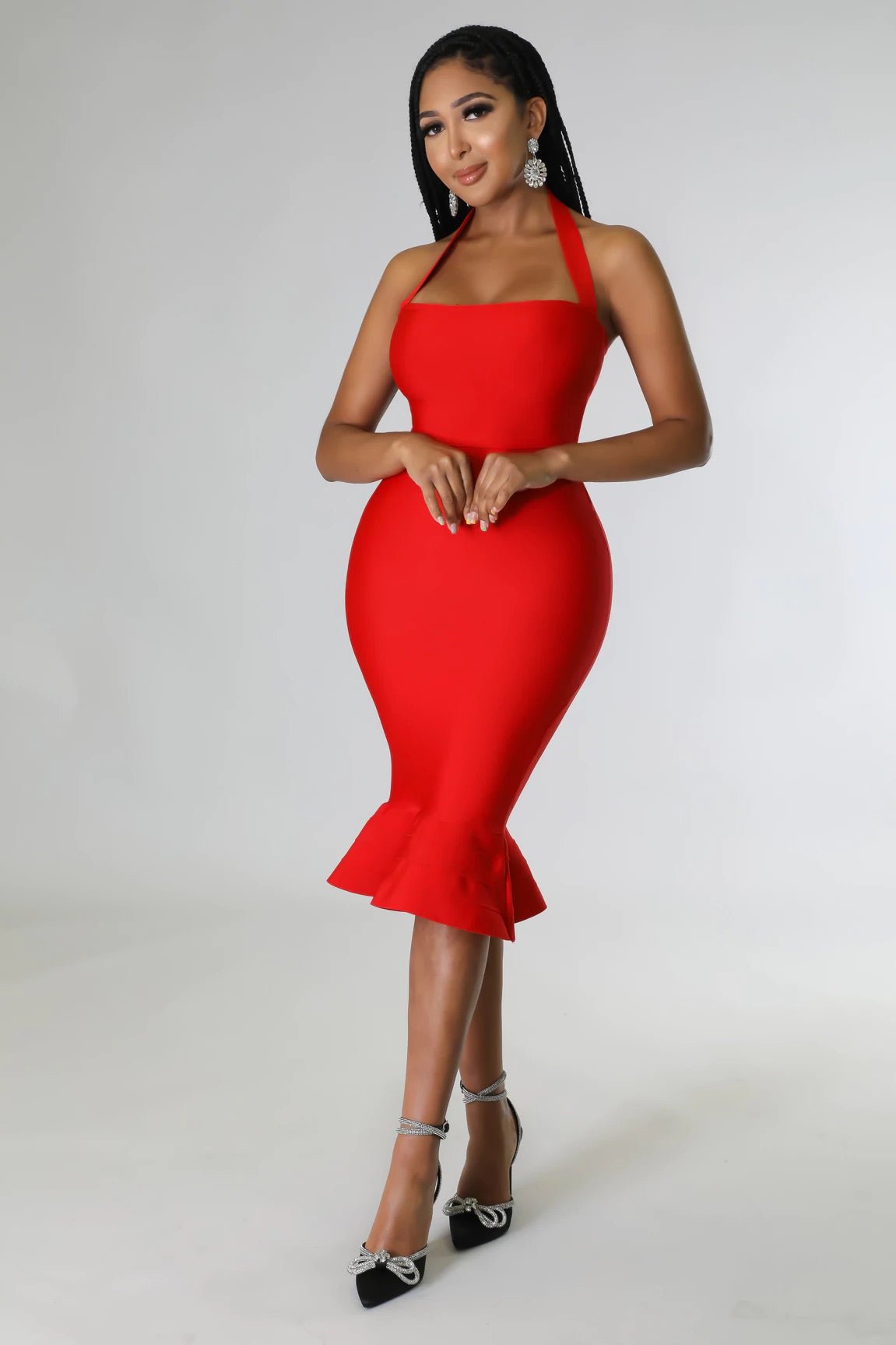 Aidrin Bandage Midi Dress Red - Ali’s Couture 
