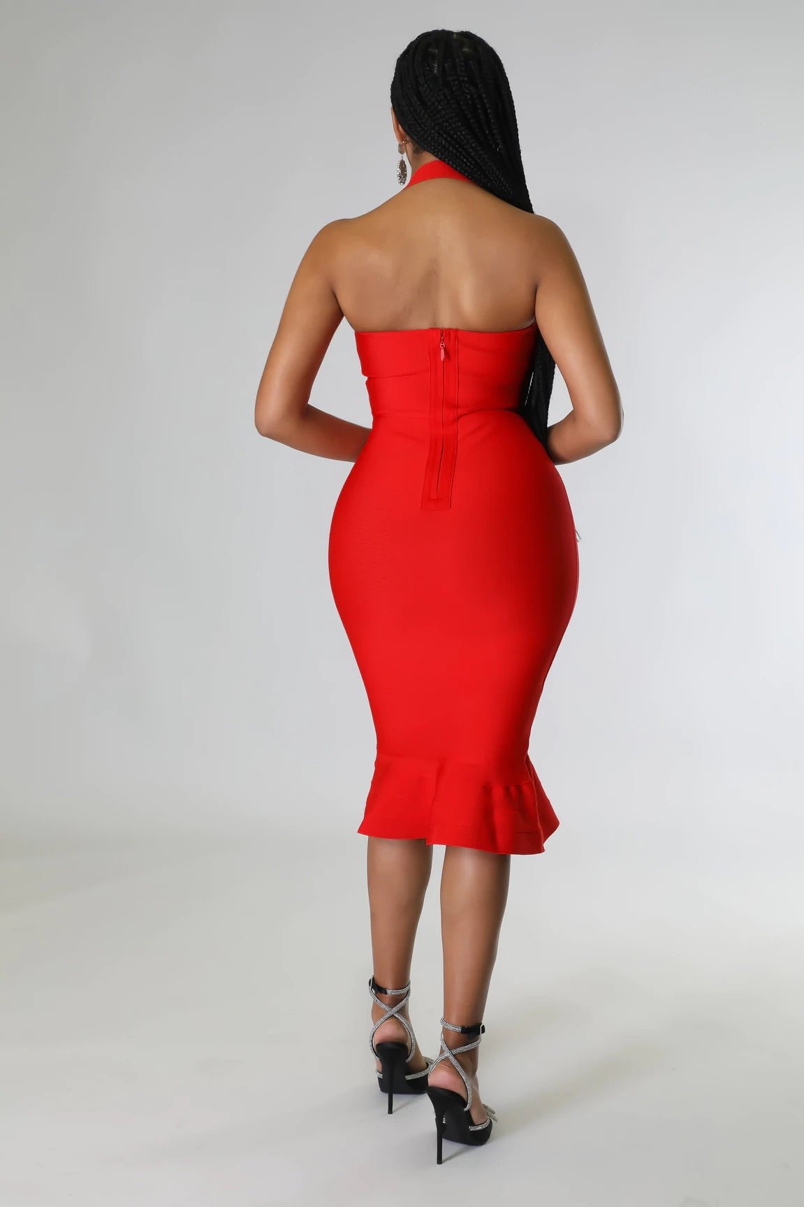 Aidrin Bandage Midi Dress Red - Ali’s Couture 