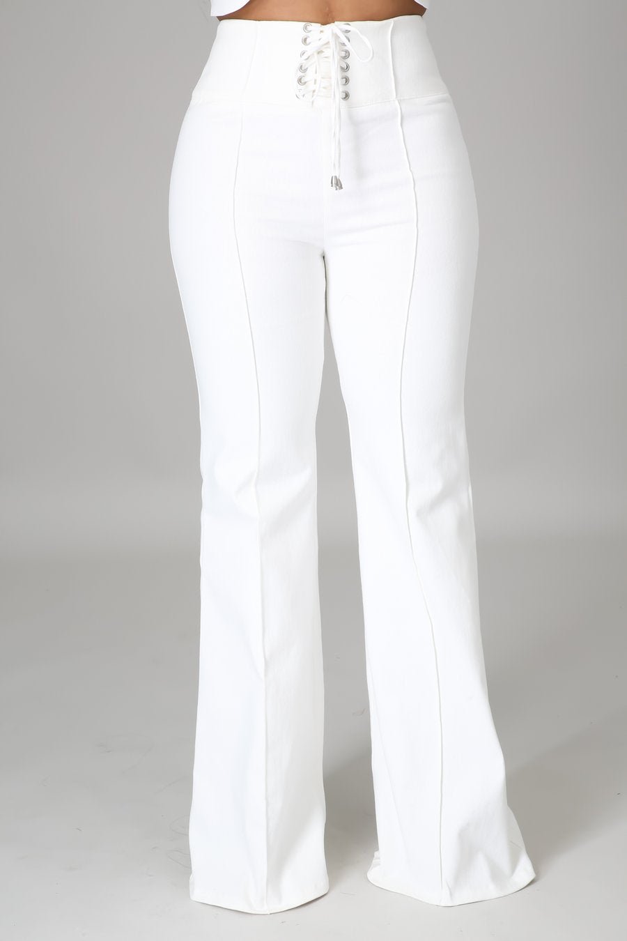 All White Laced Up Jeans - Ali’s Couture 