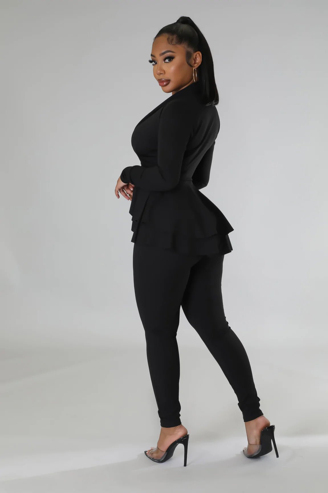 Amani Ruffle Legging Set Black - Ali’s Couture 