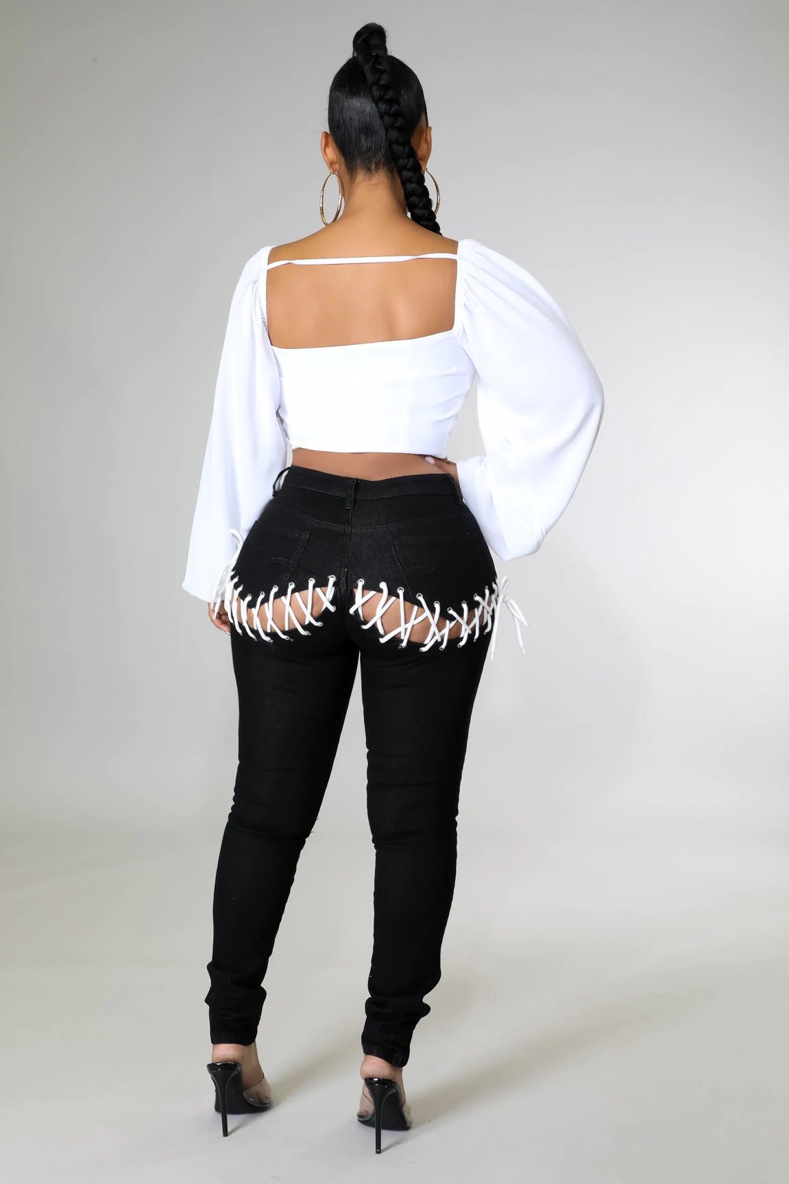 Amara Long Sleeve Crop Top White - Ali’s Couture 