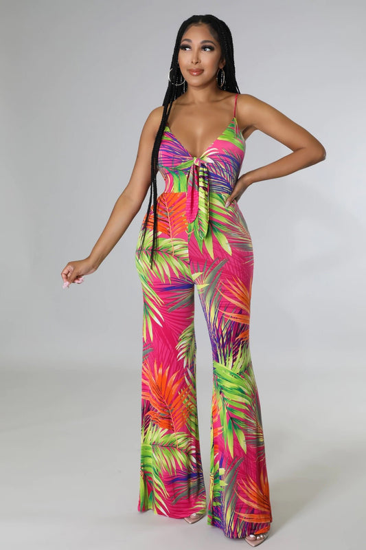 Bahama Mama Tropical Jumpsuit Fuchsia - Ali’s Couture 