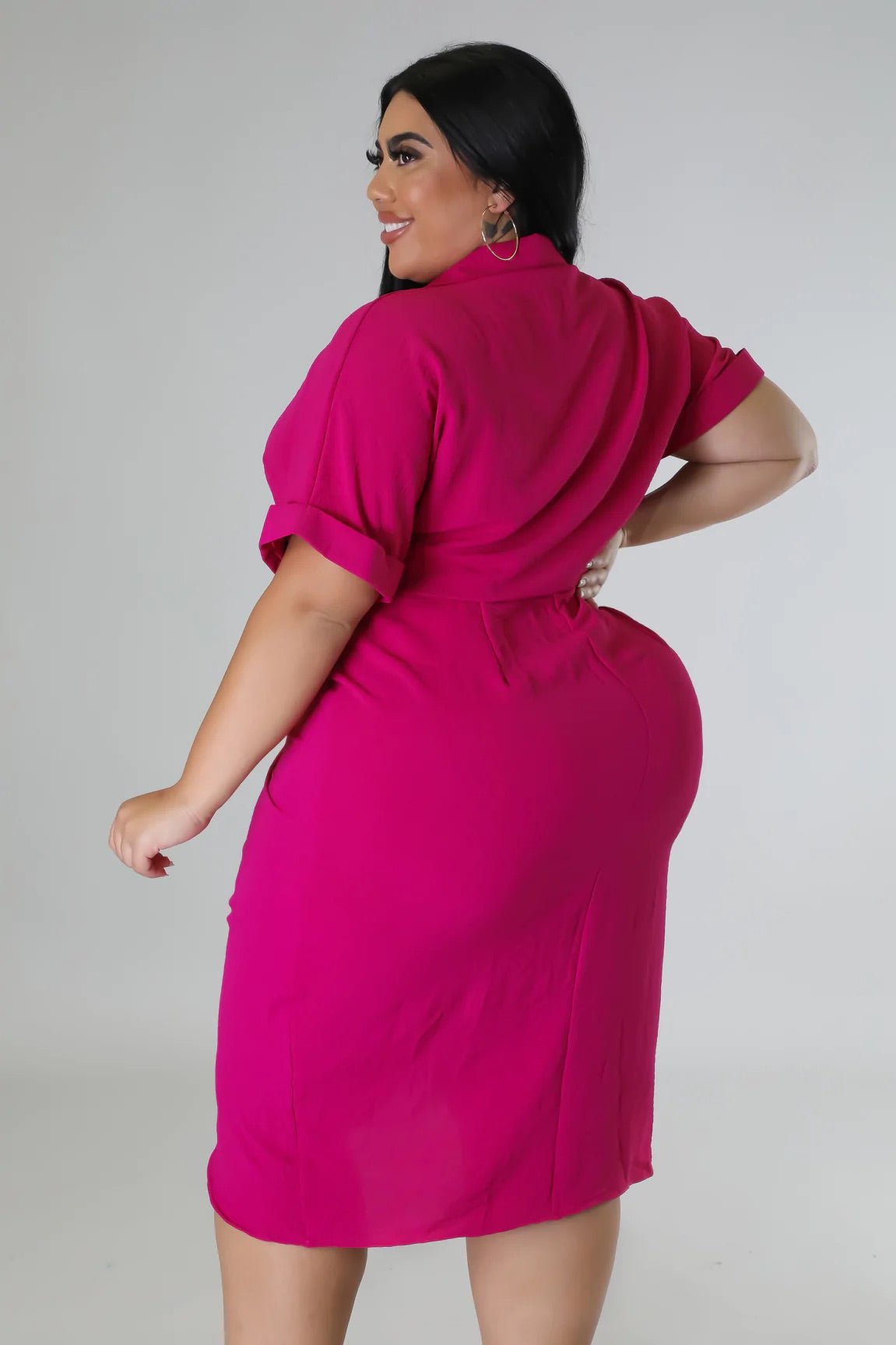 Bold Moves Midi Dress Magenta (Curvy) Bold Moves Midi Dress Magenta (Curvy)