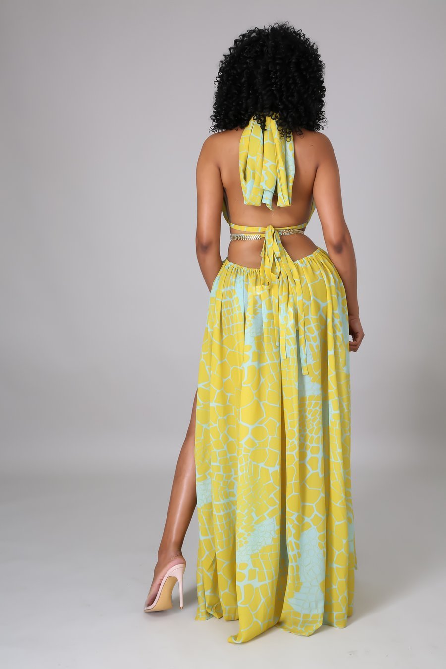 Bora Bora Cutout Maxi Dress Multicolor Yellow - Ali’s Couture 