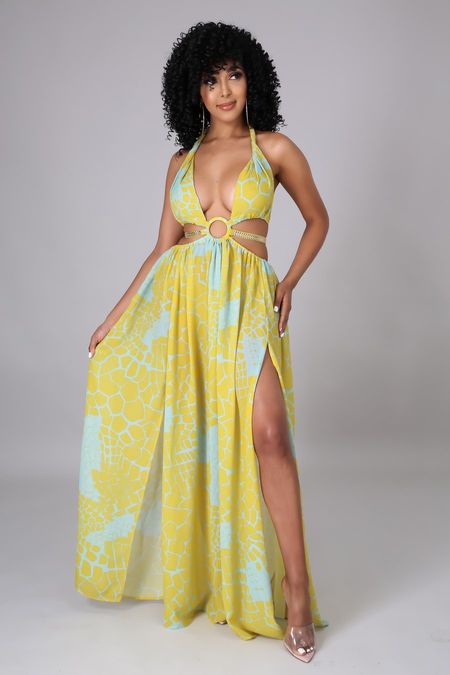 Bora Bora Cutout Maxi Dress Multicolor Yellow - Ali’s Couture 