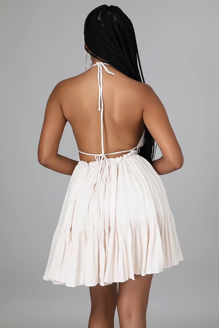 Bottomless Bellini Flare Mini Dress Nude - Ali’s Couture 