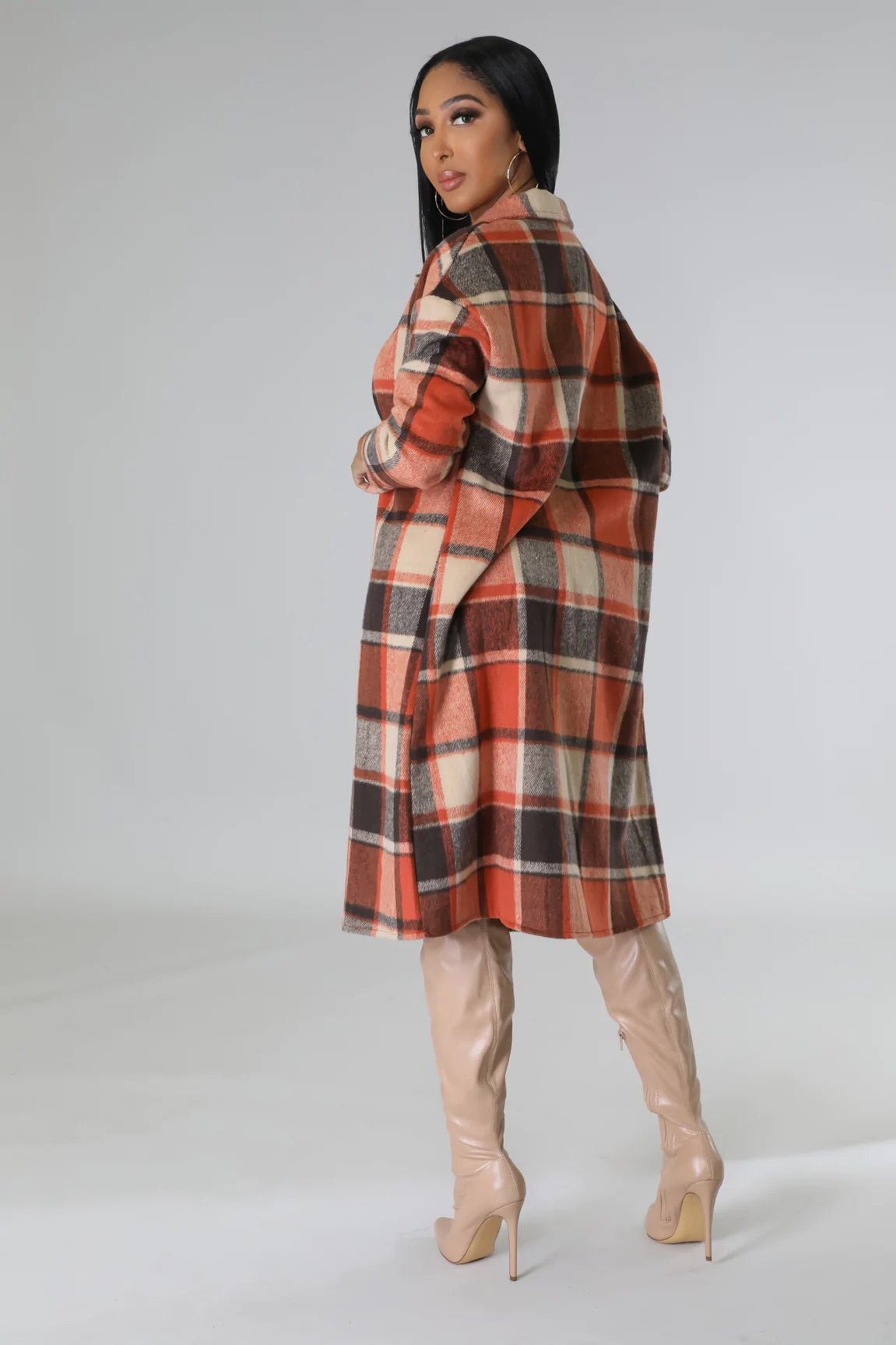 Bound To Fall Plaid Jacket Multi Rust - Ali’s Couture 