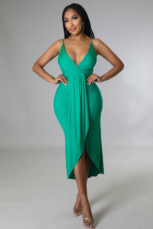 Carlina Midi Dress Green - Ali’s Couture 