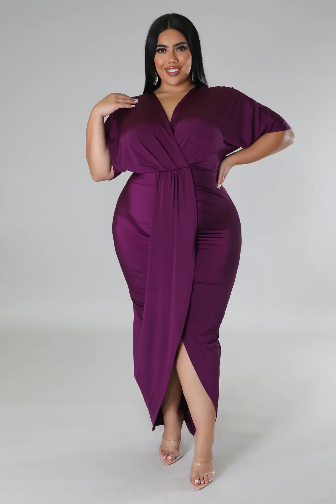 Casie Midi Dress Eggplant (Curvy) | Ali's Couture Ali's Couture Casie Midi Dress Eggplant (Curvy) | Ali's Couture Ali's Couture