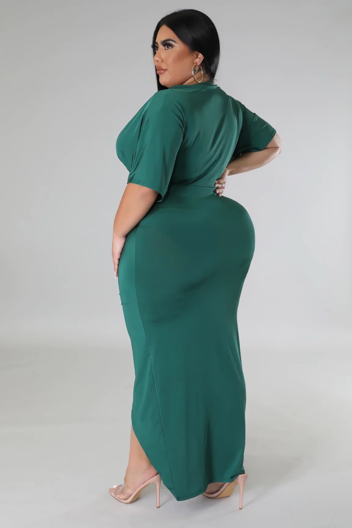 Casie Midi Dress Hunter Green (Curvy) - Ali’s Couture 