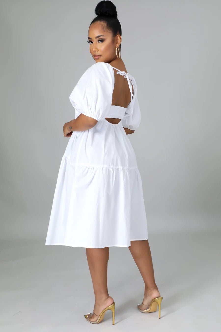 Catalina Cotton Midi Dress White - Ali’s Couture 
