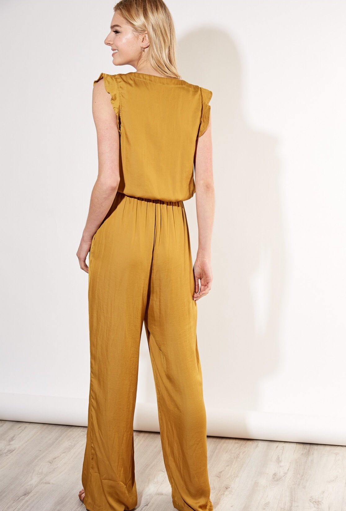 Chic Silky Jumpsuit Mustard - Ali’s Couture 