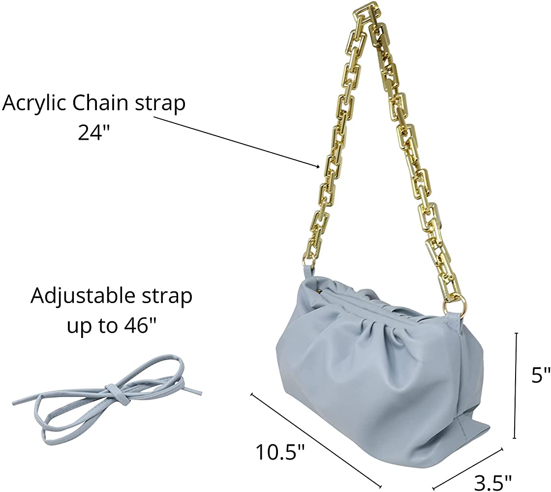 Classic Crossbody Chain Pouch Handbag Baby Blue - Ali’s Couture 