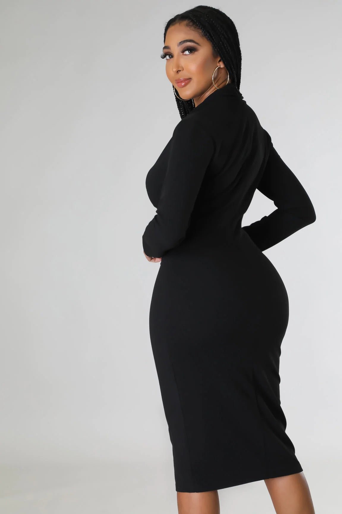 Confidence Midi Dress Black - Ali’s Couture 