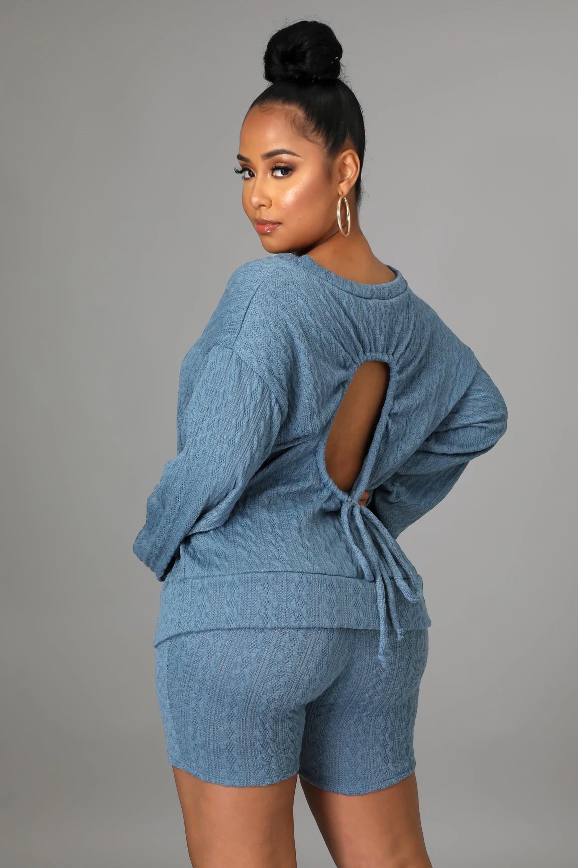 Don't Get It Twisted Sweater Short Set Teal Blue - Ali’s Couture 