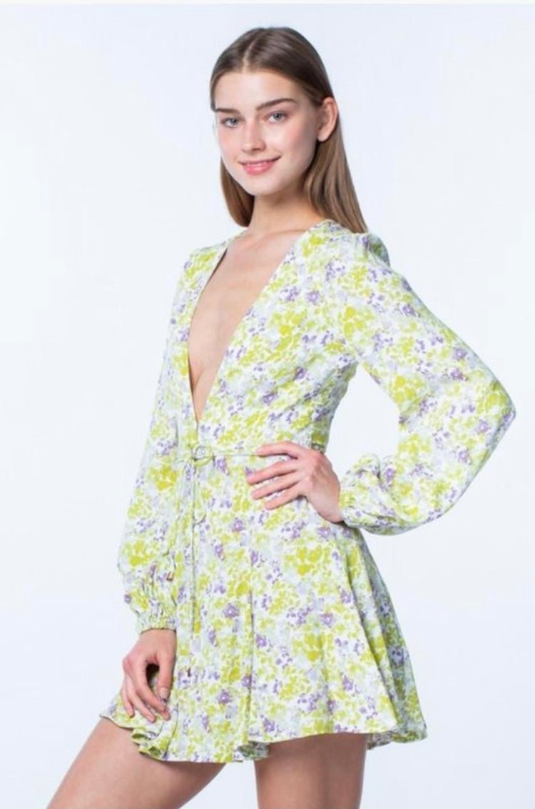 Everlasting Spring Floral  Mini Dress Multicolor Yellow - Ali’s Couture 