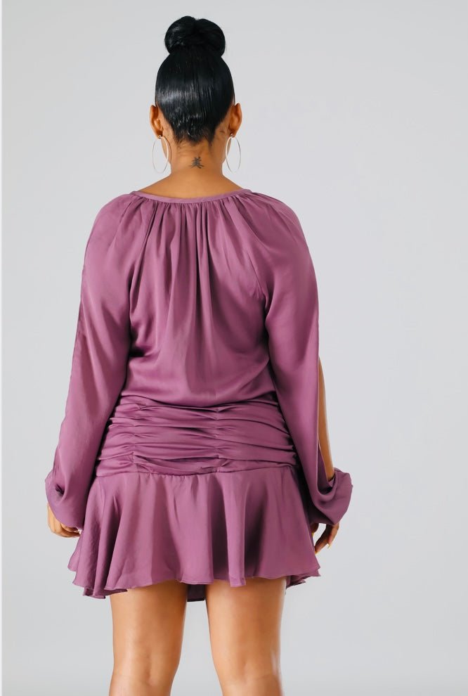 Flirtatious Ruffle Mini Dress Purple - Ali’s Couture 