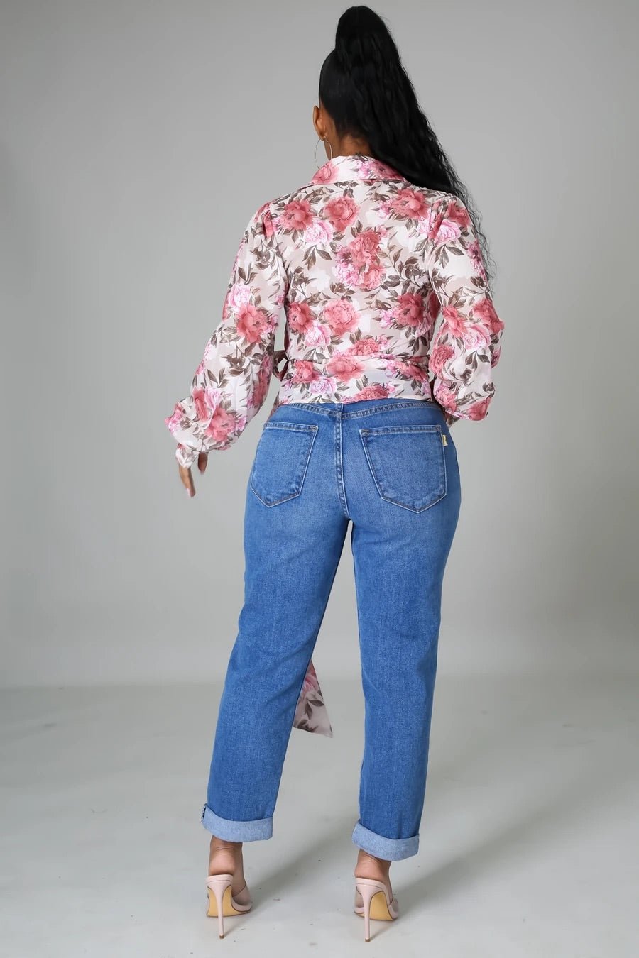 Floral Fínese Long Sleeve Top Pink - Ali’s Couture 
