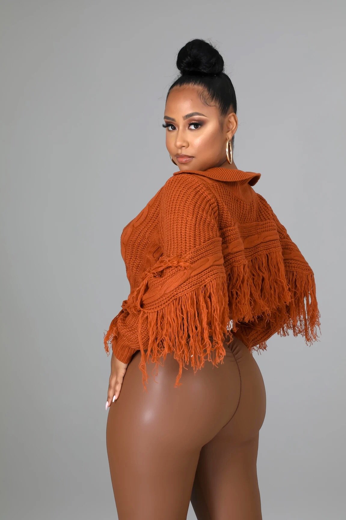 Fringe Benefits Knit Sweater Rust - Ali’s Couture 