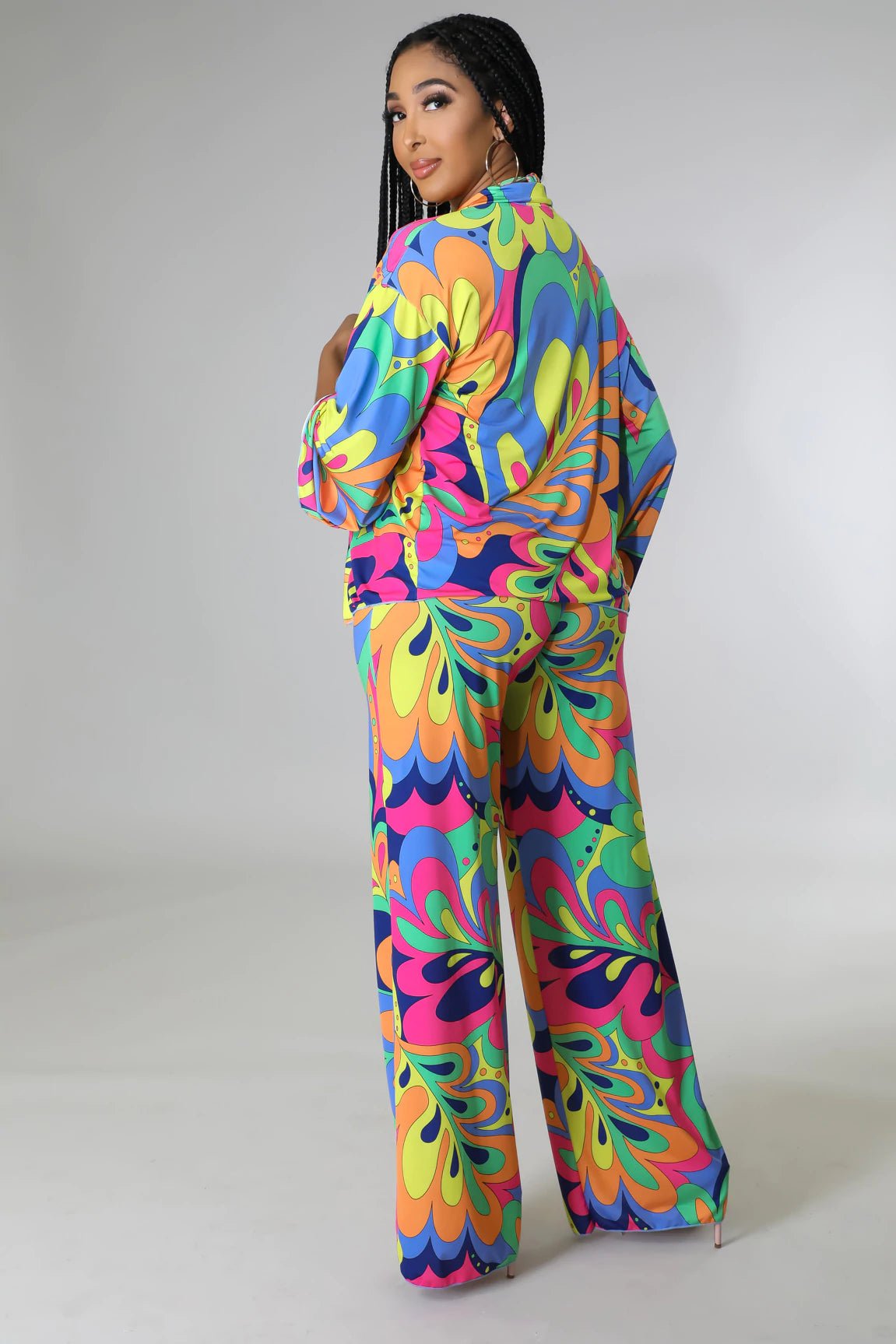Get Into The Groove Three Piece Printed Pant Set Multicolor - Ali’s Couture 