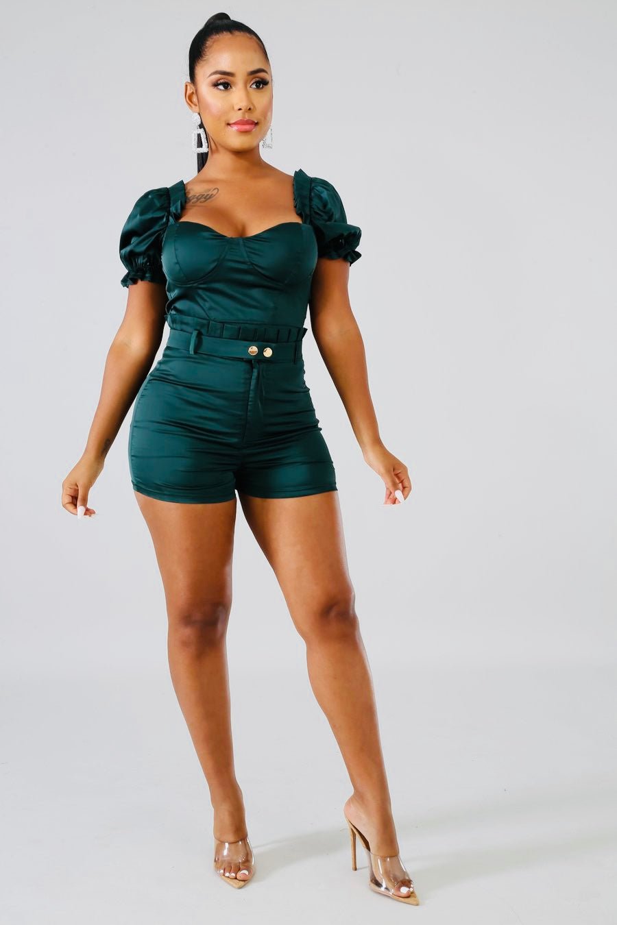 Girl Squad Silky Short Set Green - Ali’s Couture 