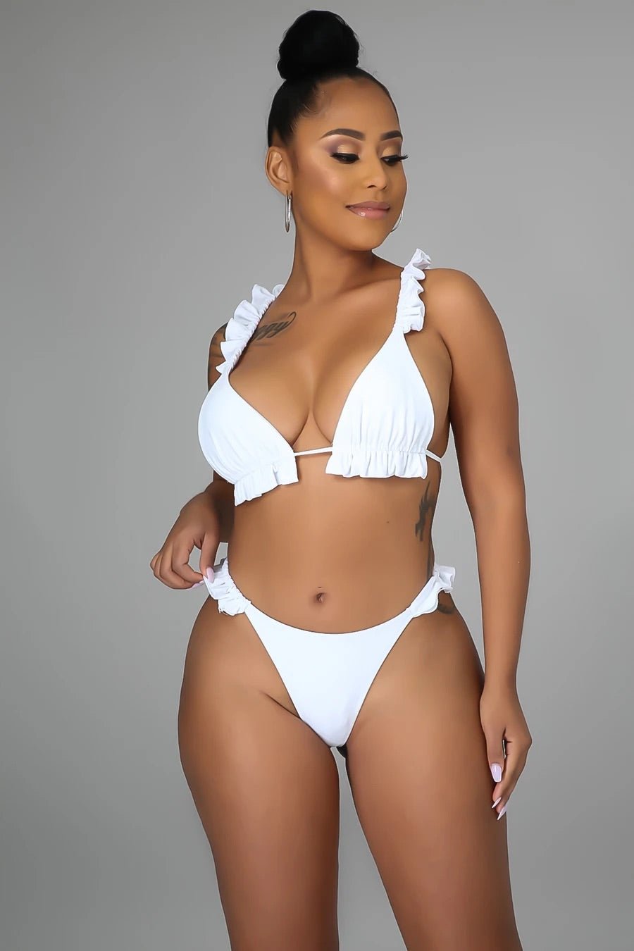 Haute Ruffles Bikini Set White - Ali’s Couture 