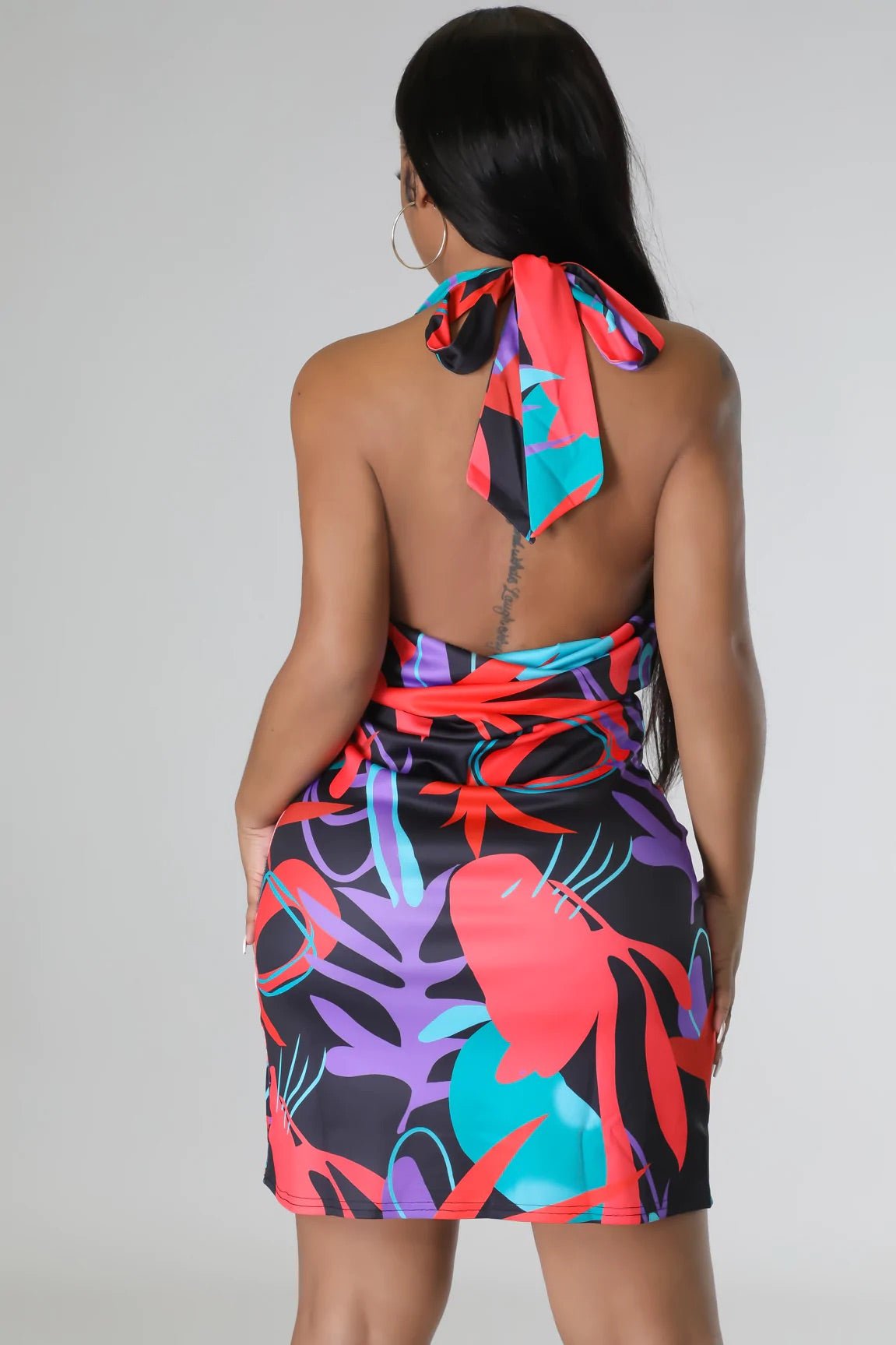 Hypnotic Printed Mini Dress Multicolor Black - Ali’s Couture 