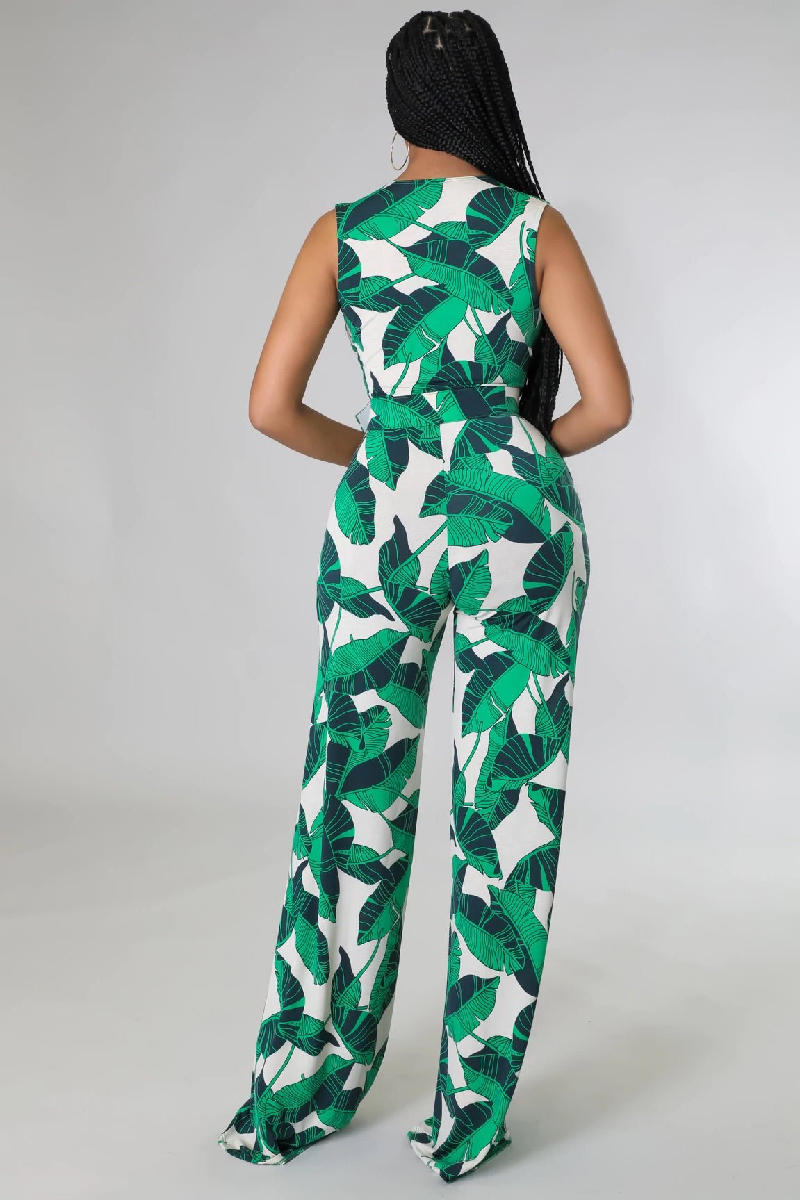 Island Hopping Tropical Jumpsuit Multicolor Green - Ali’s Couture 
