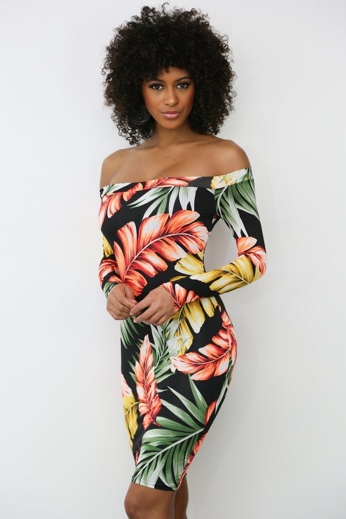 Island Vibes Tropical Mini Dress Multicolor Black - Ali’s Couture 