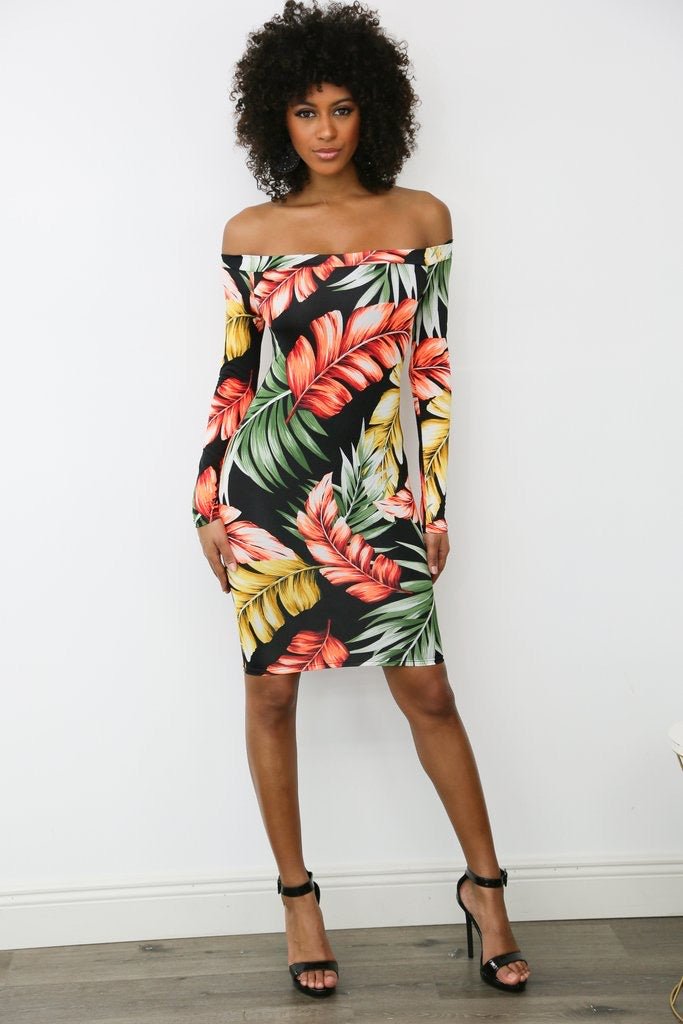 Island Vibes Tropical Mini Dress Multicolor Black - Ali’s Couture 
