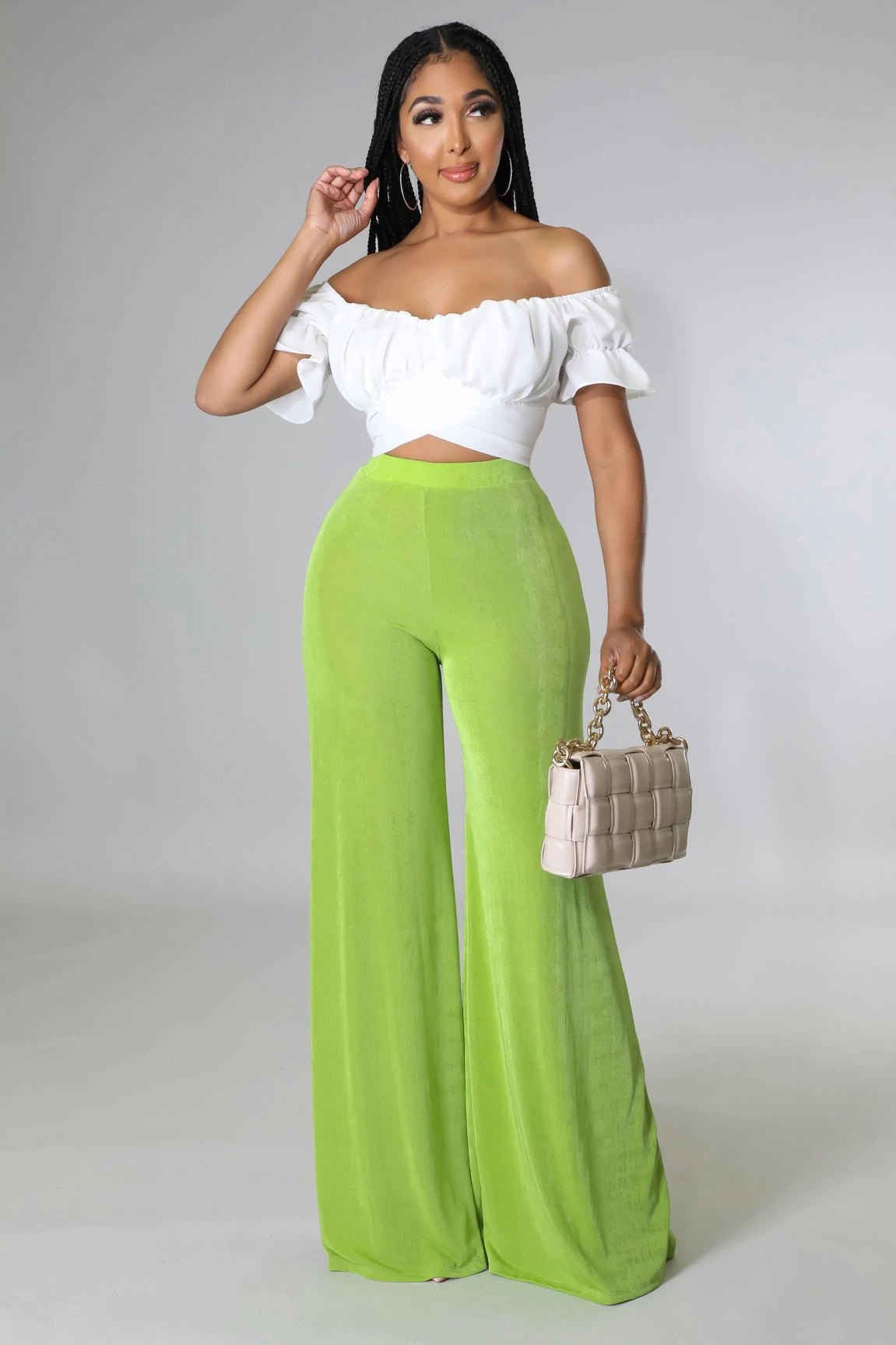 Jerseylicious High Waisted Pants Lime - Ali’s Couture 