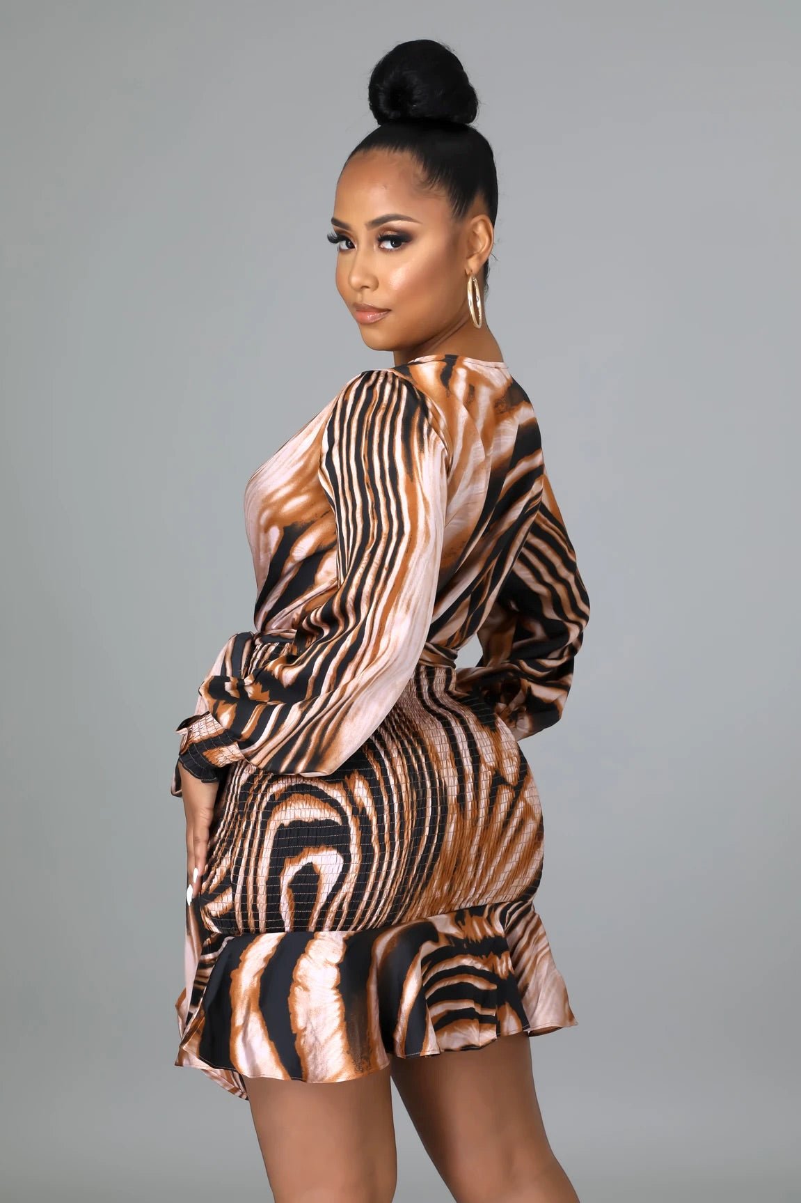 Keeping It Wild Zebra Print Mini Dress Multicolor Brown - Ali’s Couture 
