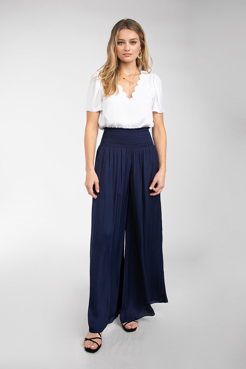 Lily High Waisted Palazzo Pants Navy - Ali’s Couture 