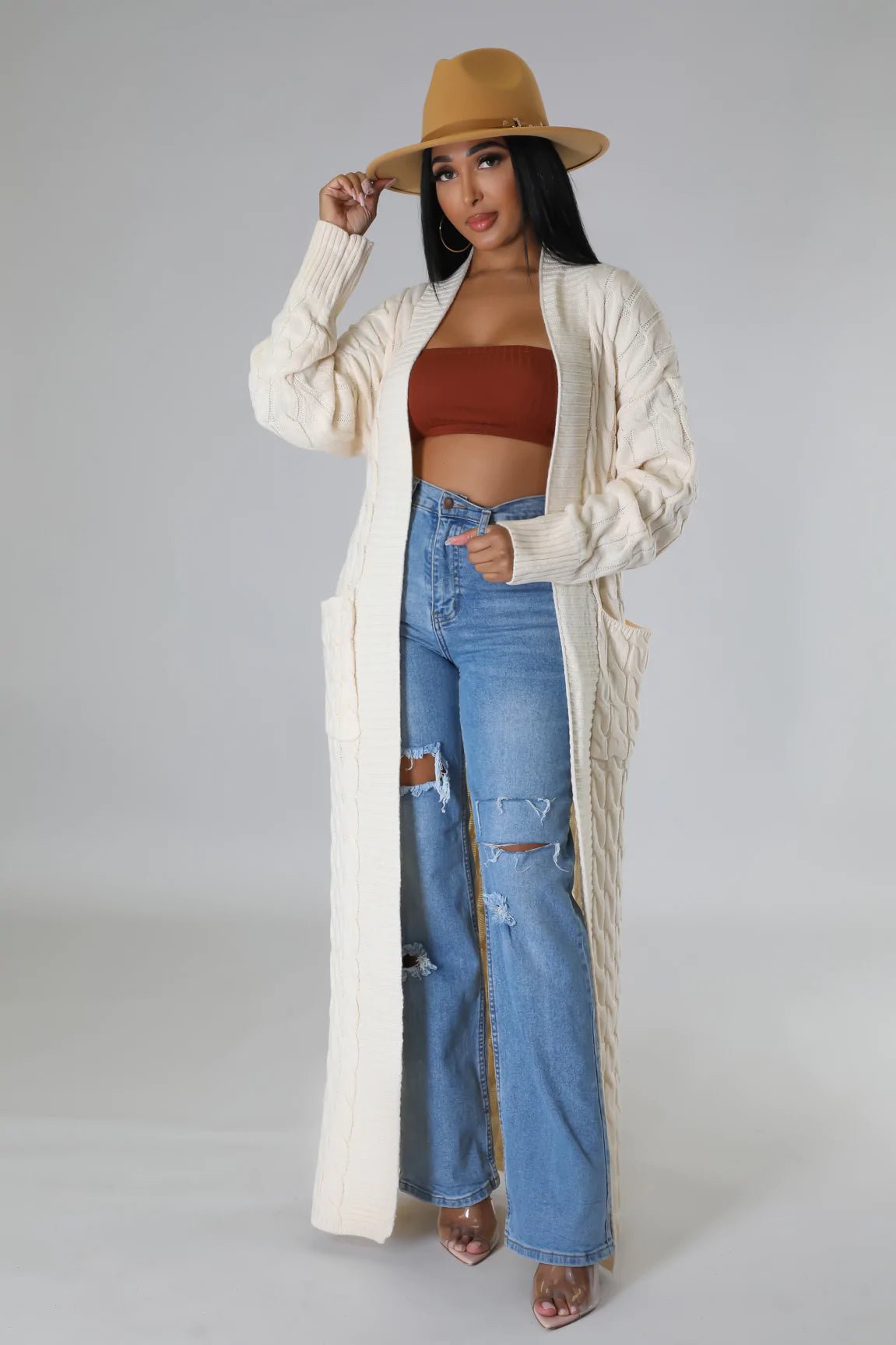 Living Cozy Knit Cardigan Ivory - Ali’s Couture 