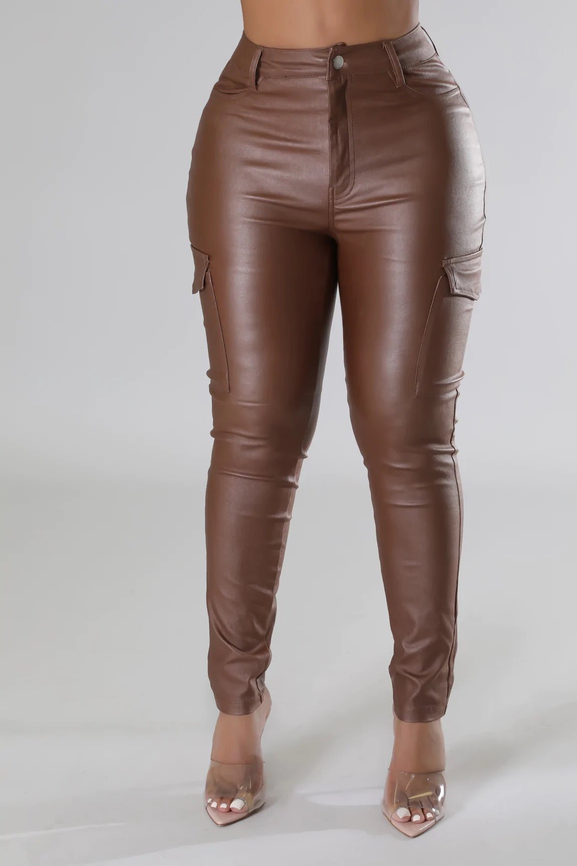 Meca Faux Leather Pants Brown - Ali’s Couture 