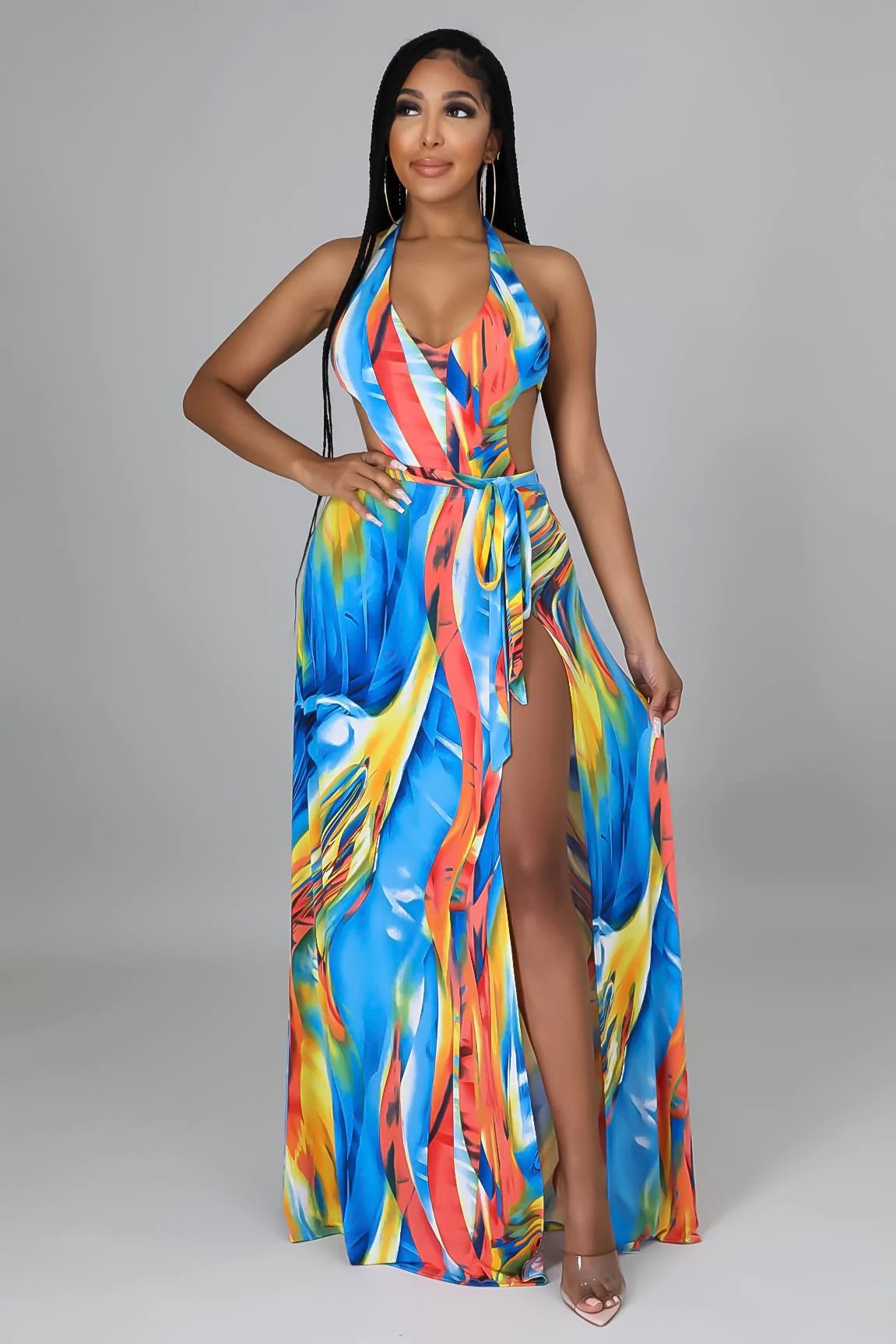 Miami Bound Abstract Print Swimsuit Set Multicolor - Ali’s Couture 