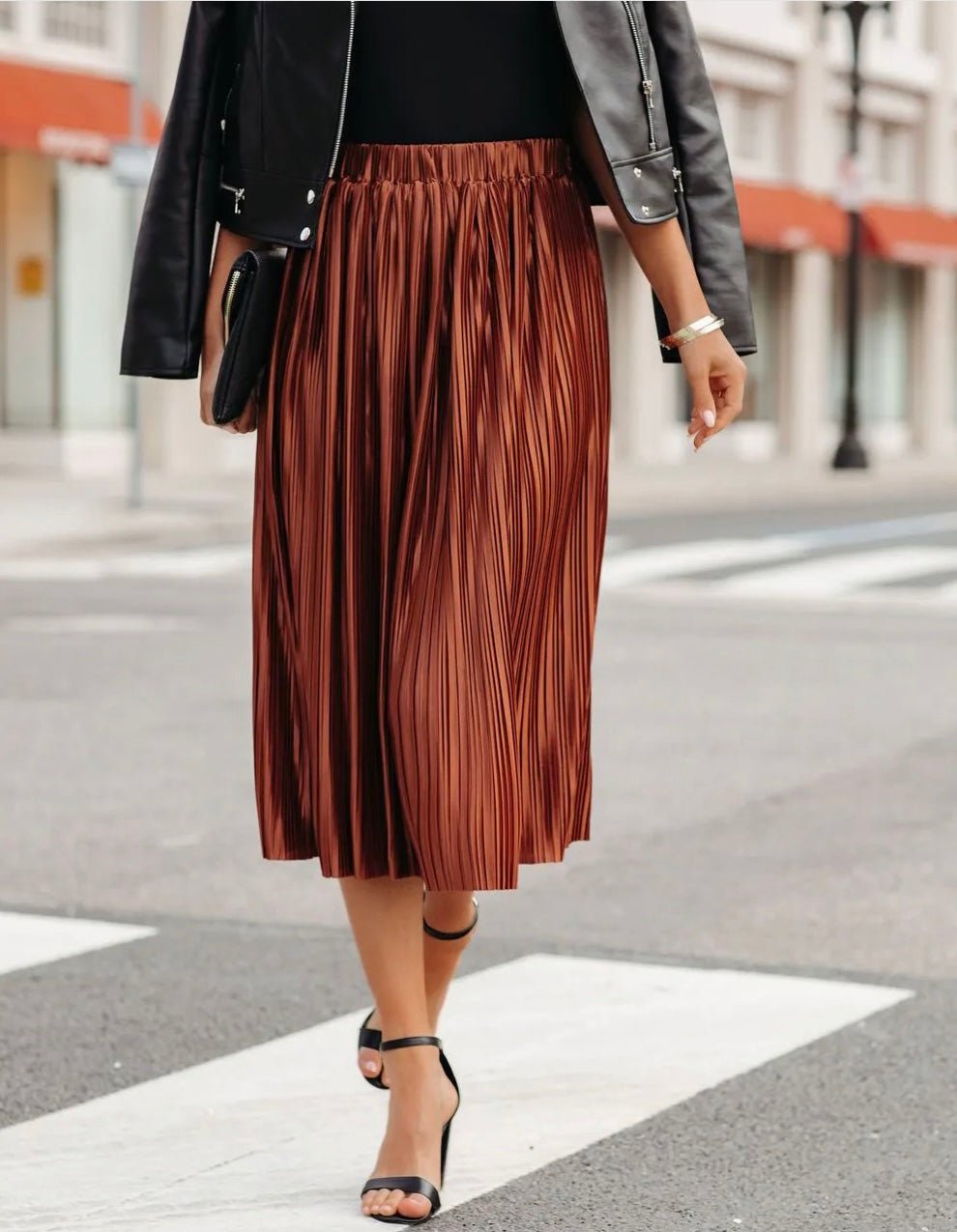 Mika Silky Pleated Skirt Copper FINAL SALE