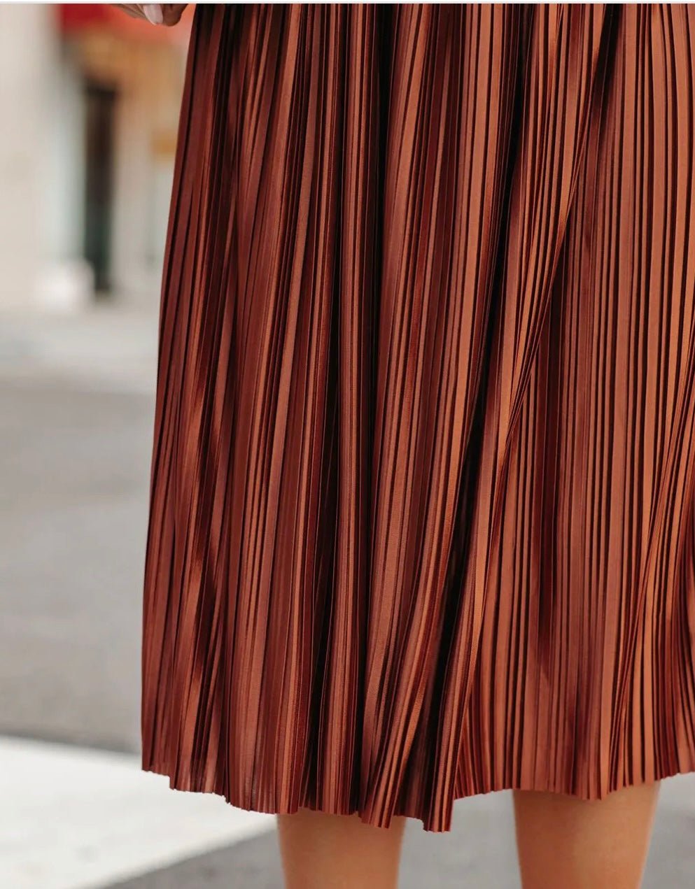 Mika Silky Pleated Skirt Copper - Ali’s Couture 