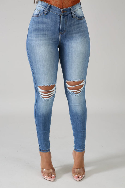 Must Have Distressed Skinny Jeans Medium Wash - FINAL SALE - Ali’s Couture 