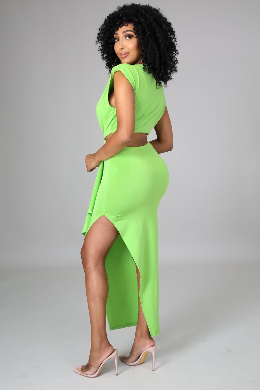 Naomi Cutout Midi Dress Lime Green - FINAL SALE - Ali’s Couture 