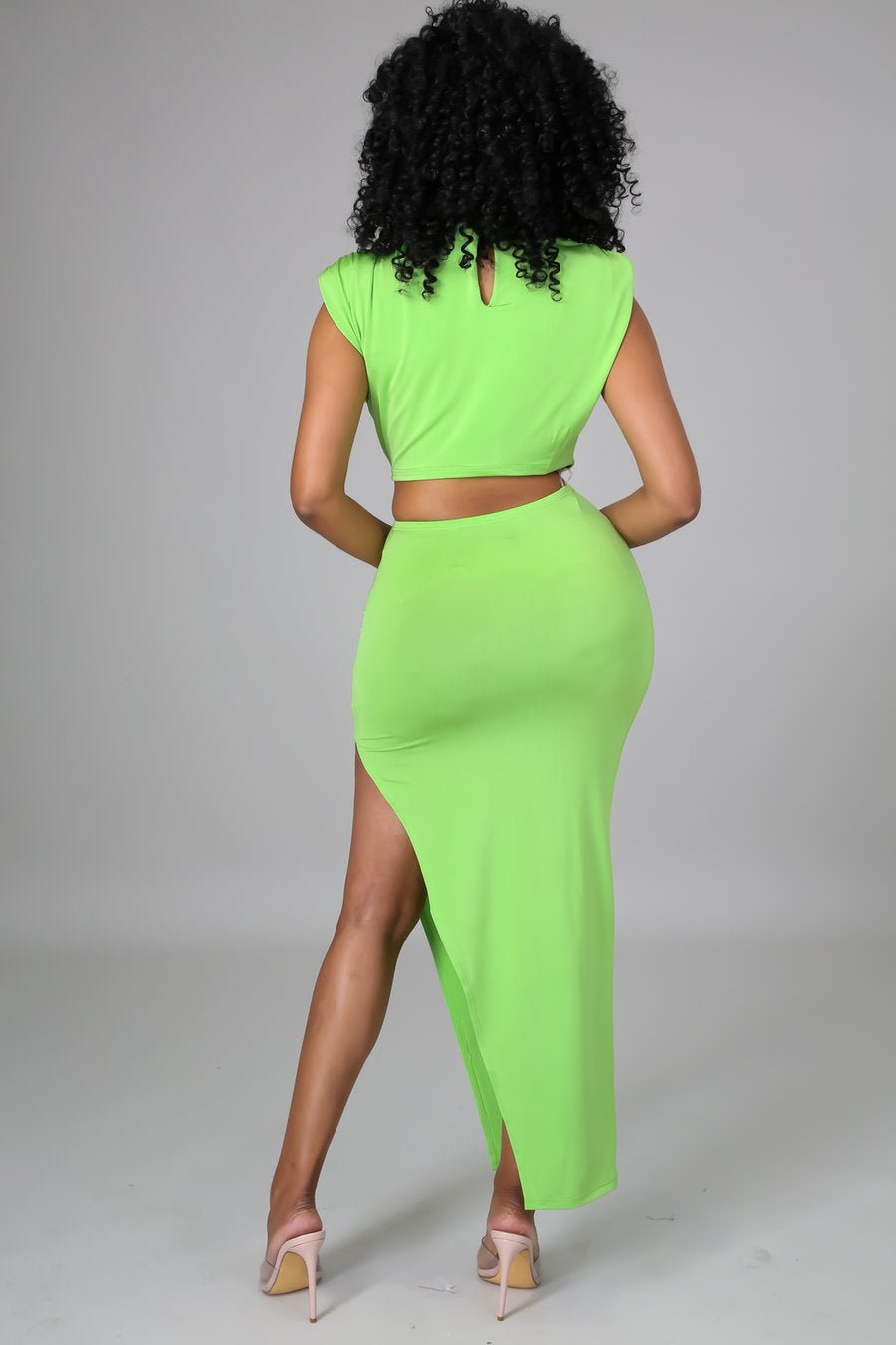 Naomi Cutout Midi Dress Lime Green | Ali's Couture, Large Naomi Cutout Midi Dress Lime Green | Ali's Couture, Large