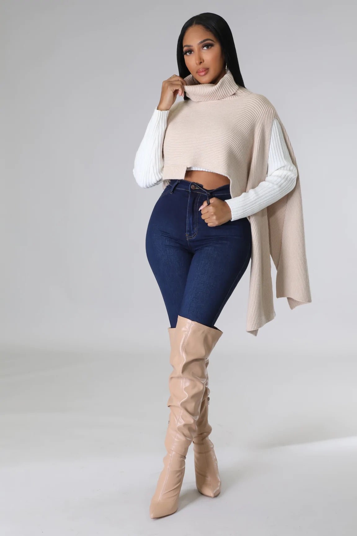 Nevelle Knit Pancho Sweater Taupe - FINAL SALE - Ali’s Couture 