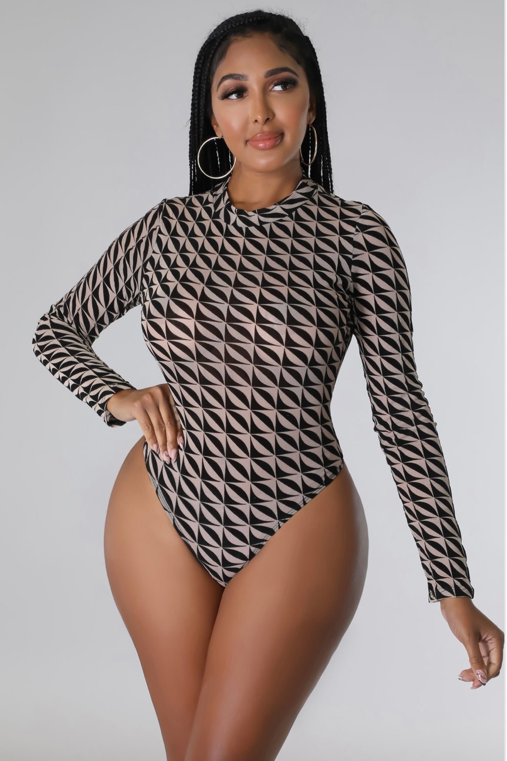 Not On My Level Printed Bodysuit Multi Black - Ali’s Couture 
