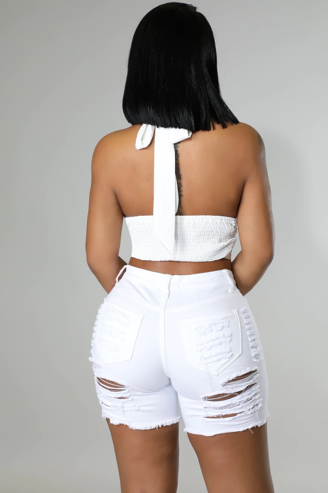 Omega Denim Shorts White - Ali’s Couture 